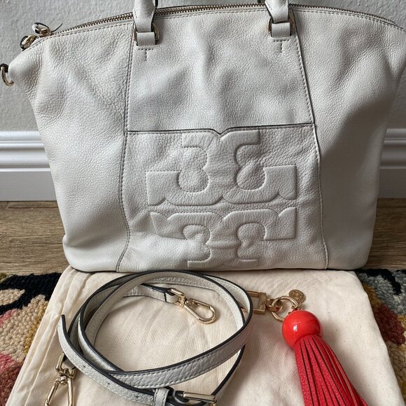 Tory Burch 'Medium Bombe T' Satchel in Soft White - Picture 1 of 12